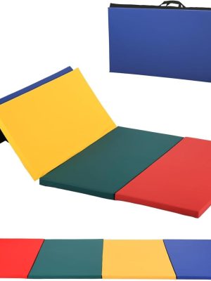 Tumbling Mats Gymnastics Tumbling Mats Foldable Foldable Yoga Mat Thick PU Leather Exercise Mat With Carrying Handles for home Workout outdoor Gymnastics Yoga Pilates
