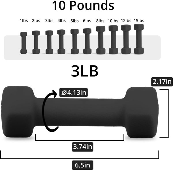 Dumbbells 10 Colors Options Compatible with Set of 2 Neoprene Dumbbells Set,1-15 LB, Anti-Slip, Anti-roll, Hex Shape