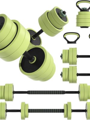 Adjustable Dumbbell Set 22/42/62LBS, 4-in-1 Free Weight Dumbbell Set Used as Kettlebell, Barbell, Dumbbell & Push-Up Stand, Iron Sand Weights Dumbbells with Connector for Home Gym
