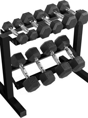 Barbell 150 lb Dumbbell Set with 2-Tier Rack | Multiple Options