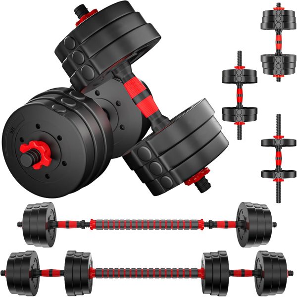 Adjustable Weights Dumbbells Set,20LBS 44LBS Barbell Weight Set for Home Gym,Dumbbells Set of 2 Hand Weights at Home,Push-up,Free Weight Set Fitness Exercise Workout Equipment for Man Women