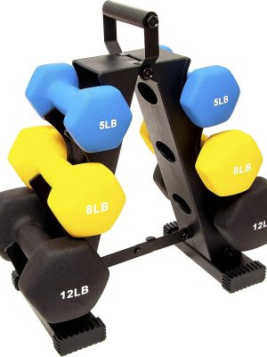 Dumbbell Set with Stand, Neoprene Coated Hand Weights Home Gym Equipment