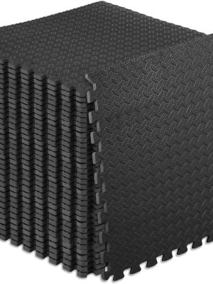 Puzzle Exercise Mat ½ in, EVA Interlocking Foam Floor Tiles for Home Gym, Mat for Home Workout Equipment, Floor Padding for Kids, Brown, 24 in x 24 in x ½ in, 24 Sq Ft - 6 Tiles