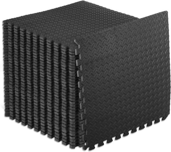 Puzzle Exercise Mat ½ in, EVA Interlocking Foam Floor Tiles for Home Gym, Mat for Home Workout Equipment, Floor Padding for Kids, Brown, 24 in x 24 in x ½ in, 24 Sq Ft - 6 Tiles